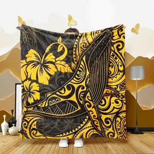 Polynesian Hawaiian Pattern Blanket, Soft Lightweight Throw Blanket, Air-conditioned Room Blanket, Warm Nap Blanket for Home Office Camping Travel
