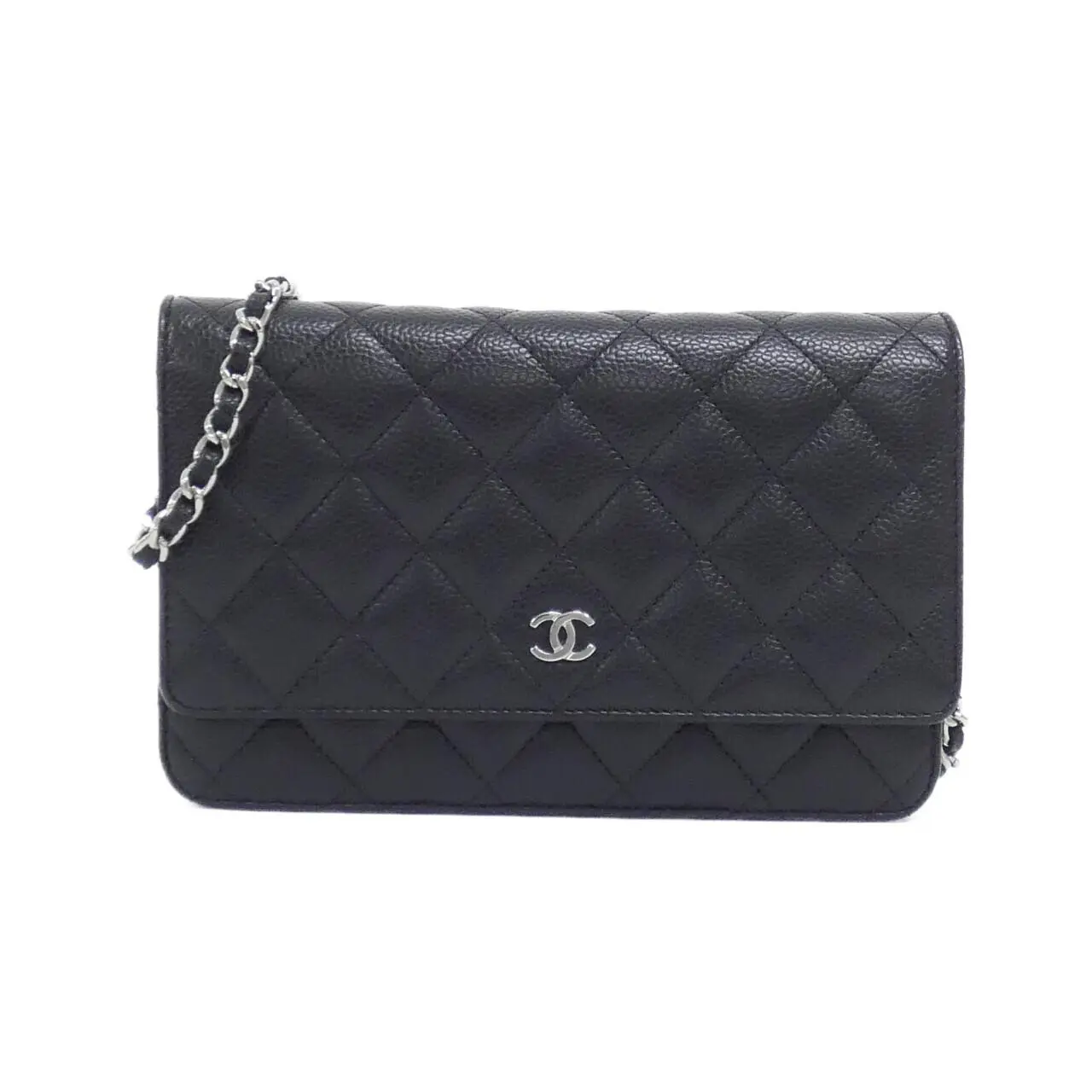Pre-owned CHANEL Calfskin Small Leather Goods Timeless Classic Caviar Skin Wallet