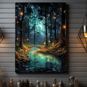 Firefly Forest Diamond Painting Kit, Animal Theme Adult Art Set, Frameless DIY 5D Craft, Beginner Home Decor, Full Round Drill, Home Decoration, Nature Art, Wall Art Painting