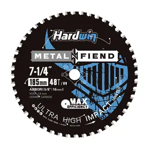 7.25 Inch (185mm) 48T HARDWIN Cold Saw Blade, Cermet Carbide Tipped for Metal Cutting, No Heat Low Sparks, 1-Inch Arbor