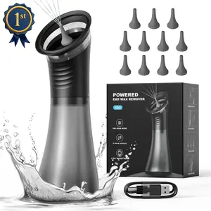Electric Earwax Removal Ear Irrigator - Single Unit, Rechargeable Water Spray, Temp Detection, 4 Pressure Levels, IPX6 Waterproof, 2 in 1 Water Tank, Ear Massage, Deep Cleaning for Adults (Black)