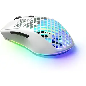 Steelseries Aerox 3 Wireless - Holey RGB Gaming Mouse - Ultra-Lightweight Water Resistant Design - 18K DPI Truemove Air Optical Sensor -Snow SteelSeries