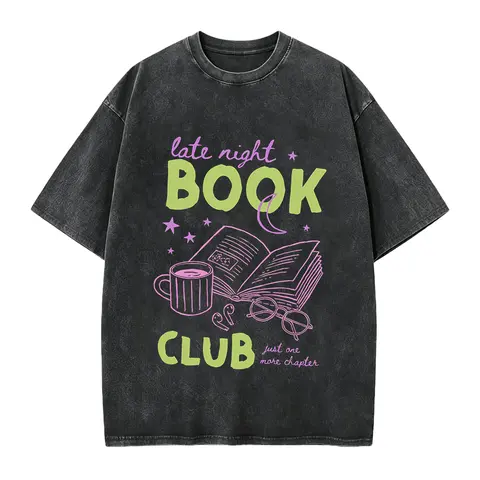 Men's Seamless Short-Sleeve Casual Basic Top - Late Night Book Club Tee, Books & Coffee Summer Gift for Literary Enthusiasts
