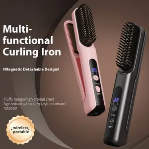 Portable Lithium Battery 5000mah Large Capacity Hair Straightener Comb, Fast Heating, LCD Display Four Heat Settings, Women's Gift, Curling Iron