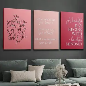 3 Pieces Modern Inspirational Quotes Canvas Wall Art Painting Set, Framed Ink Print Poster, Classic Style, Suitable for Home Office, Living Room, Bedroom, Bathroom Decoration, Indoor and Outdoor Hanging Art, Framed