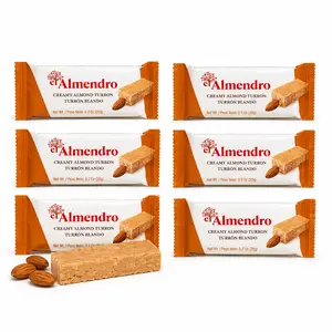 Creamy Almond Turron Nougats From Spain, Traditional Spanish Candy Individually Wrapped, 6 Turron Blando Bars By El Almendro, Dessert, Gluten Free, Stocking stuffer