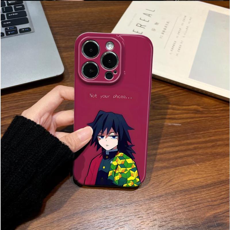 Creativity Giyuu Liquid Silicone Case for iPhone 11-16 Pro Max, Full-Print Anime Design, Fade-Resistant & Shockproof | Perfect for Kimetsu Fans