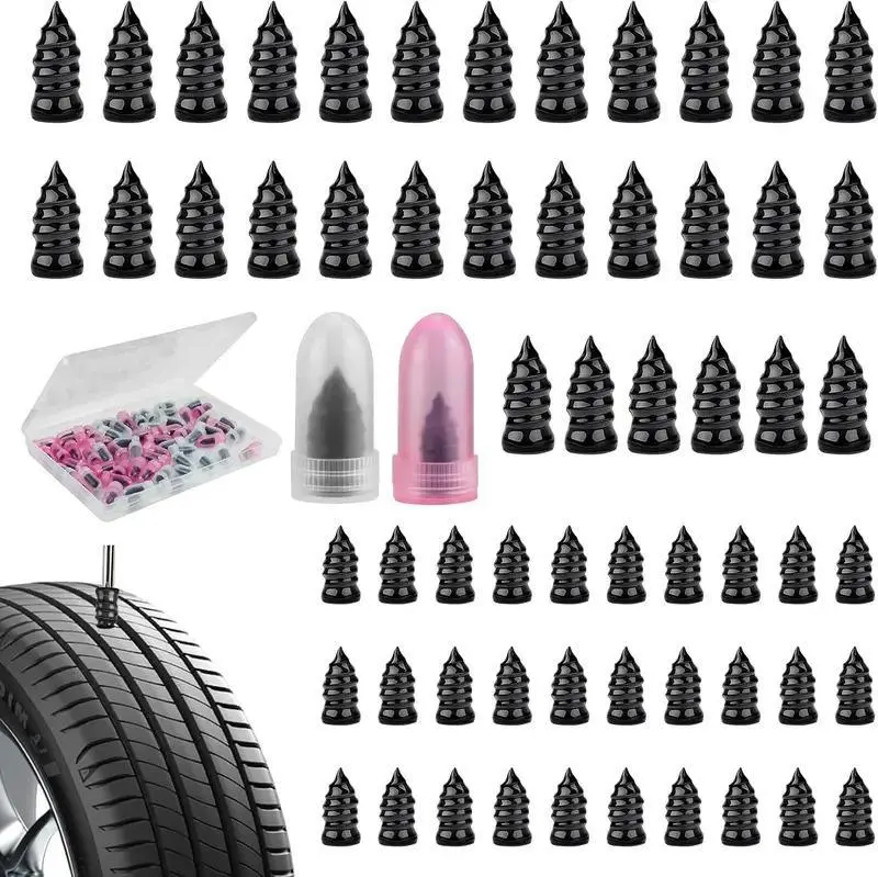 【Summer Special Offer】60PCS Heavy-Duty Self-Sealing Tyre Screw Repair Kit with Plugs + Screwdrivers, Rubber Nails - Fast DIY Roadside Emergency Tool for Cars, Motorbikes, Trucks, Plugs+Screwdriv