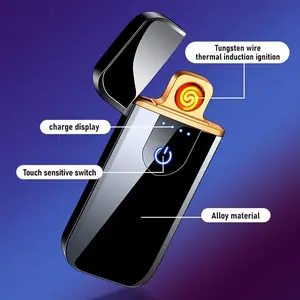 Dual-Sided Ignition, Touch Switch, Flameless Silent Design, Special Father's Day Gift for Dad, Husband, or Boyfriend, Metal Texture Finish, Durable and Sturdy,  Camping Gear, Sleek Design, Highquality