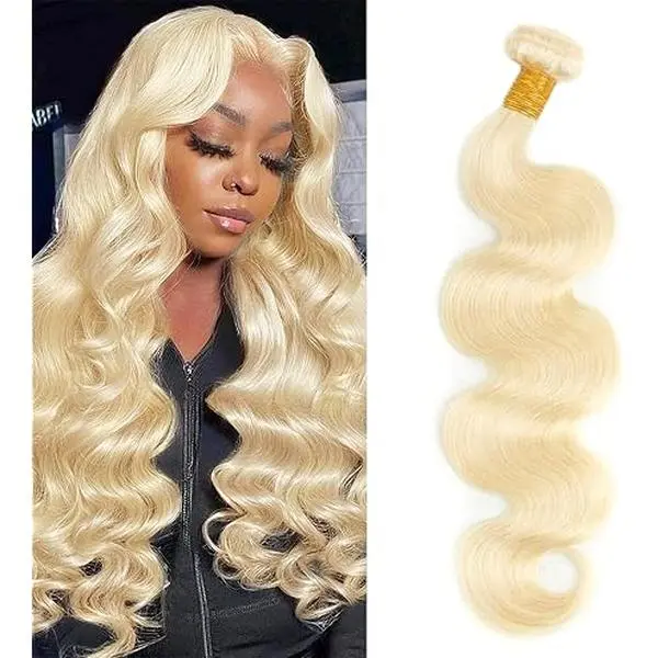 Blonde Body Wave Bundles Human Hair 16 18 20 Inch 15A 613 Bundles Human Hair Sew In Quick Weave Body Wave Bundles 100% Real Human Hair Extensions Tangle Free Shedding Free Triple Lifespan