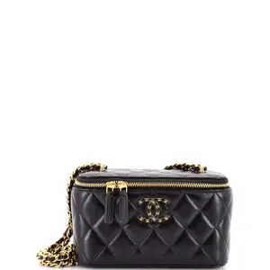 Pre-owned CHANEL material Messenger Bags Mini CC Vanity Case with Chain Quilted Lambskin by Rebag