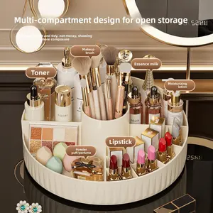 Popular cosmetic storage box, rotating dressing table, desktop organizer for lipstick and skincare products, makeup brush holder