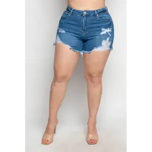 Cut-Off & Confident Plus Size Distressed Denim Shorts