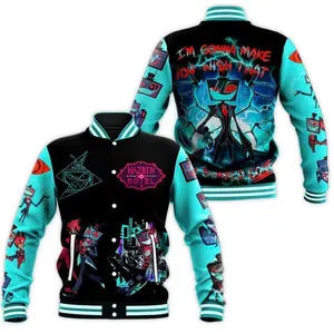 Hazbin Hotel Varsity Baseball Jacket, Anime Style Streetwear Coat, Unique Fan Gift For Collectors, Cartoon Series Merch 2026