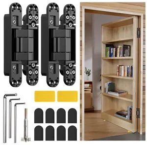 6" Hidden Door Hinge/Invisible Door Silent Door Hinge 180 Degree Swing Hinge 3-Way Adjustable Butt Hinge