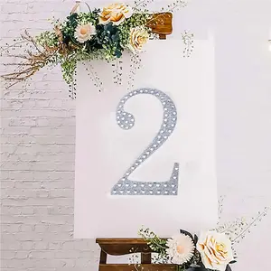 Decorative Rhinestone Number "2" Stickers 8", Silver Glitter Adhesive Craft Numbers - DIY Sparkle Embellishments