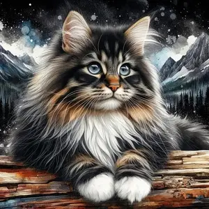 Cat Pattern DIY Diamond Arts Colorful Painting Kit without Frame, DIY 5D Diamond Arts Colorful Painting Kit, Wall Art Decor for Home Bedroom