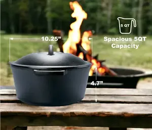 Cookware 5qt Safe Cast Iron Dutch Oven - Versatile Cooking Tool for Various Dishes Classic Pot