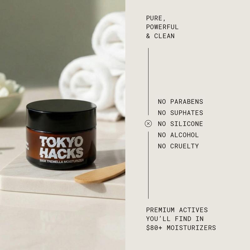 Tokyo Hacks 500X Tremella Moisturizer with Hyaluronic Acid & Niacinamide for Deep Hydration and Smooth Texture Lightweight Gel-Cream for All Skin Types