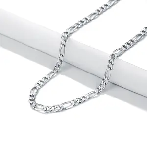 ChicSilver Durable Stackable Dainty Daily Minimalist Simple Casual High Polished Unisex Figaro Link Chain Bracelet 925 Sterling Silver Bracelet 3/5mm Width 6.3 inches Length for Women Men