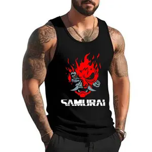 Style A 449 Samurai Japanese Demon Mask Edge Cyber Runners Punk Tank Top , Summer Gym Muscle Sleeveless, Casual Knitted Slim Fit Beach Tank top Fabric Menswear
