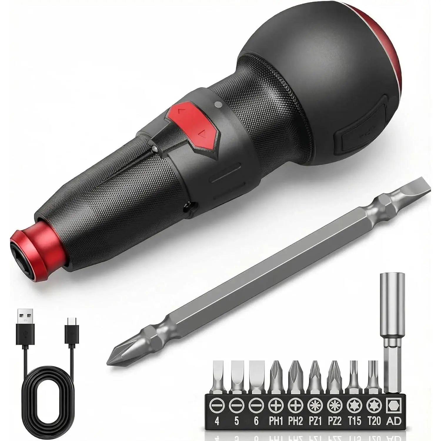 3.6V Cordless Screwdriver Set, Electric Screwdriver, Rechargeable Power Screwdriver, Electric Ball Grip, 3N.m/10N.m MAX,Type-C Charging, LED Light for Electronics, Bicycle, DIY