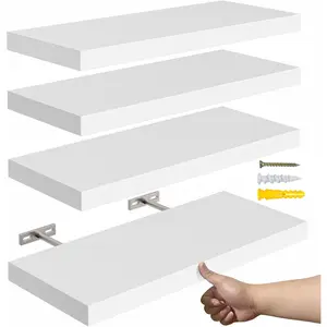 Floating Shelves for Wall,16''Rustic  Wall Shelf for Room Decor/Storage/Display,Small Book Shelf,Wall Mounted Hanging Shelves for Bedroom, Bathroom, Living Room, Kitchen(White,Set of 4)