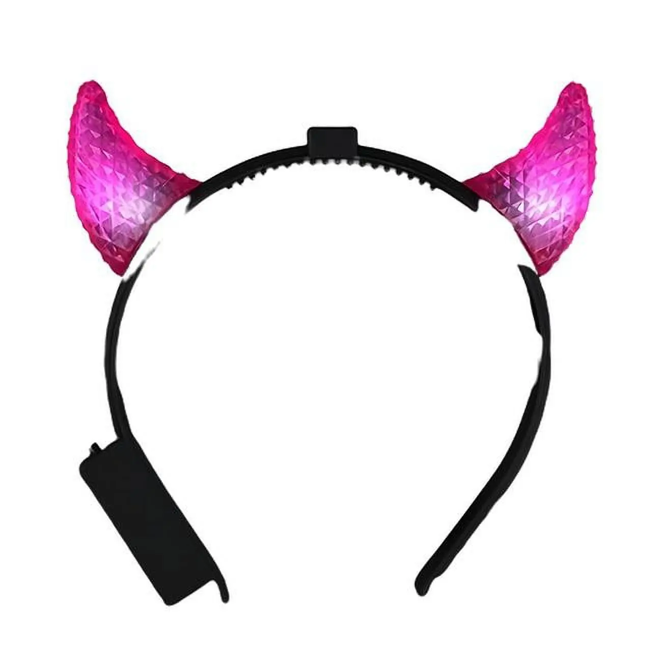 212 MAIN Fashion Unisex Light-Up Crystal Faceted Shell Devil Horns Headband - Pink, 6.25" x 6", Lightweight Festive Party Accessory with 3 Modes, Festive & Party Supplies Headwear Decoration