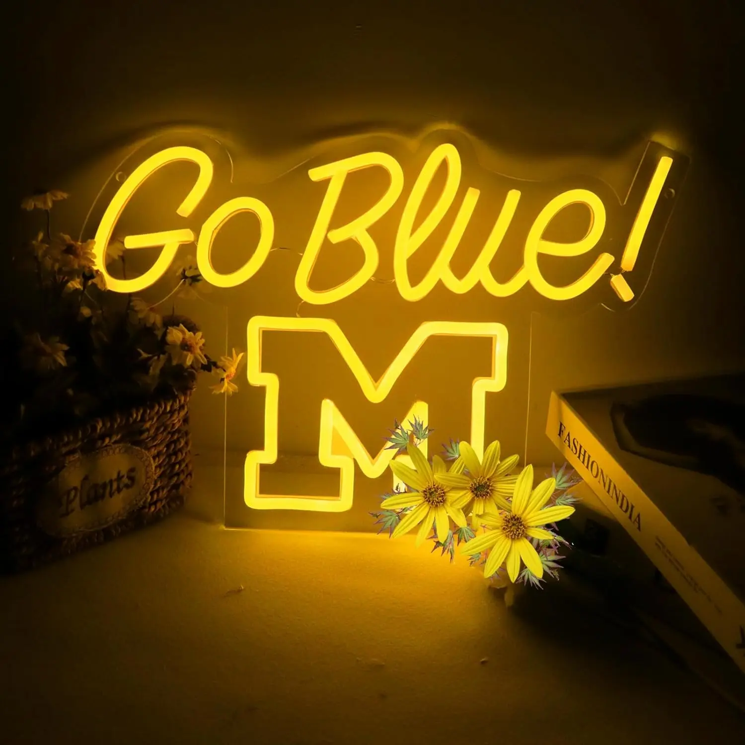 Michigian Neon Led Wolveriines Sign Go Blue Vibrant LED Wall Art for University of Michigan Fans for Game Day, Man Cave, Dorm & Bar Decor - Michigan Rugby Football Sports Team Spirit Gift for Alumni & Students, Battery-Free Light Signs, Bright Light Signs