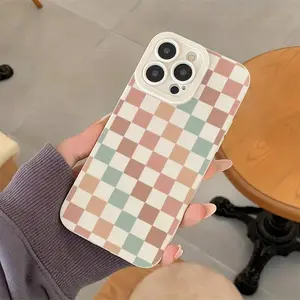 Fashionable Plaid Pattern Phone Case, Soft Phone Case, Phone Accessories Compatible with iPhone 11 Pro 12 13 Pro Max 14 15 16 Plus, Cover, Casing