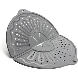 Foldable Silicone Splatter Screen for 10 11 12 Inch Frying Pan, Multi-Use Non-Stick Grease Splatter Guard Trivet Mat, BPA Free Dishwasher Safe Gray