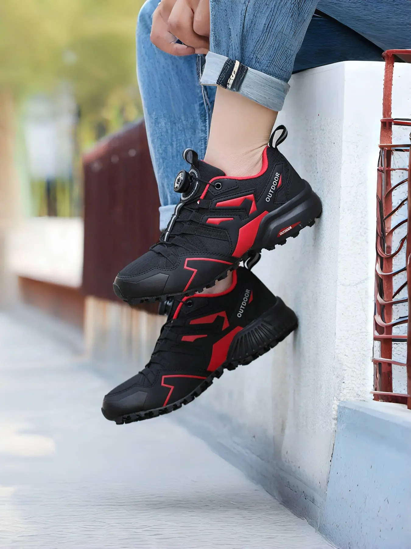 Men's Outdoor Cycling Hiking Shoes, Durable Outdoor Trekking, Breathable Low-Top Design, PU/woven Fabric, Lace-Up Closure, Durable PU Sole, Urban Exploration & Casual Wear