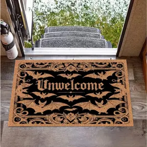 1 Unpopular Bat Designed Door Mat That Can Be Hand Washed, Perfect for Christmas Halloween Easter Thanksgiving St. Patrick's Day and Valentine's Day Home Decor Carpets Decorative Rug Mat