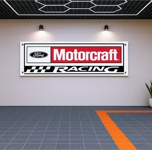 Ford Motorcraft Racing Flag Banner 71x24" – Garage Wall Decor, Man Cave Banner, Workshop Art, Birthday Gift for Ford Enthusiasts