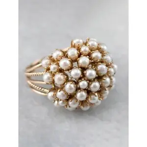 Charming White Faux Pearl Ring for Women, Wedding Engagement Anniversary Party Accessory Gift, Copper Chain Casual Style Jewelry, Boho Style Rings, Fashion Engagement Rings, Adjustable Ring