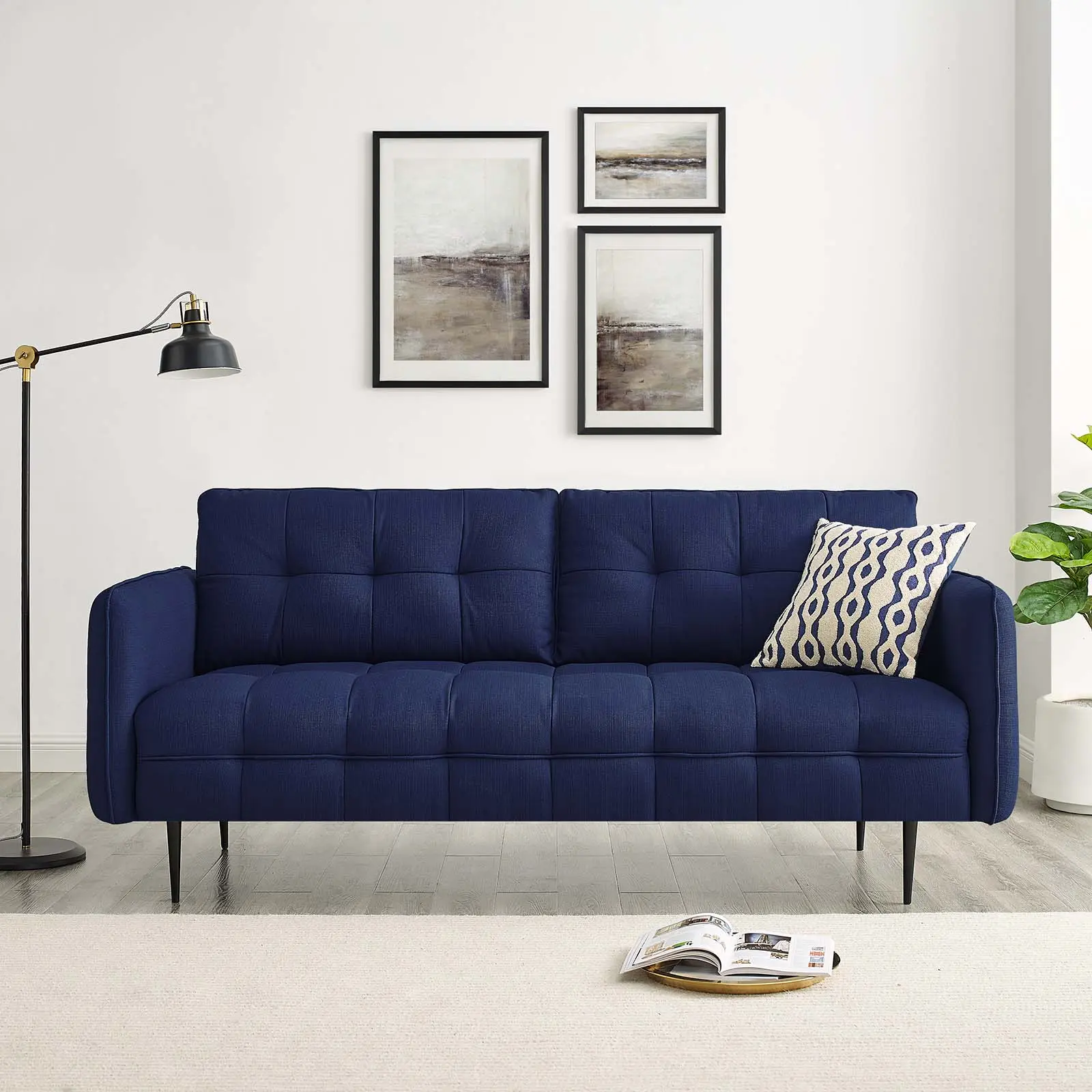 Modway Cameron Tufted Fabric Sofa in Royal Blue