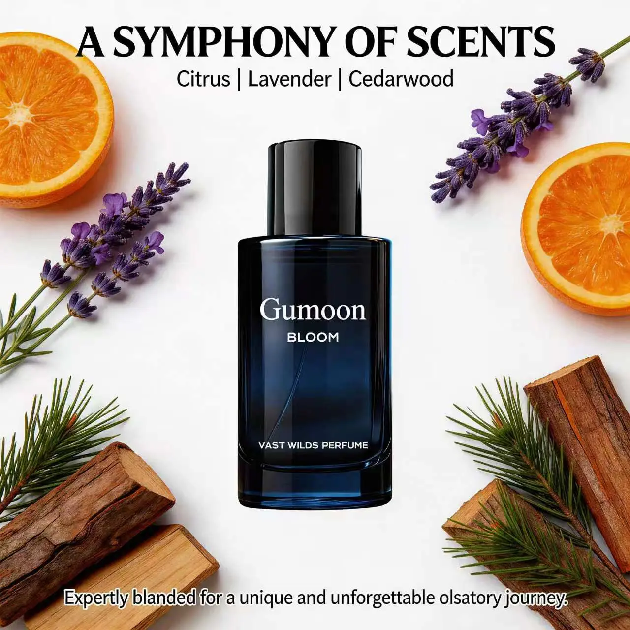 Gumoon Vast Wilds Unisex Eau De Parfum 50ml - Bergamot Top Lavender Mix Cedarwood Base Aromatic Aquatic Arabian Fragrance - Long Lasting Intense Luxury for Men and Women - Premium Gift - Fouguere Oriental Tone Bloom