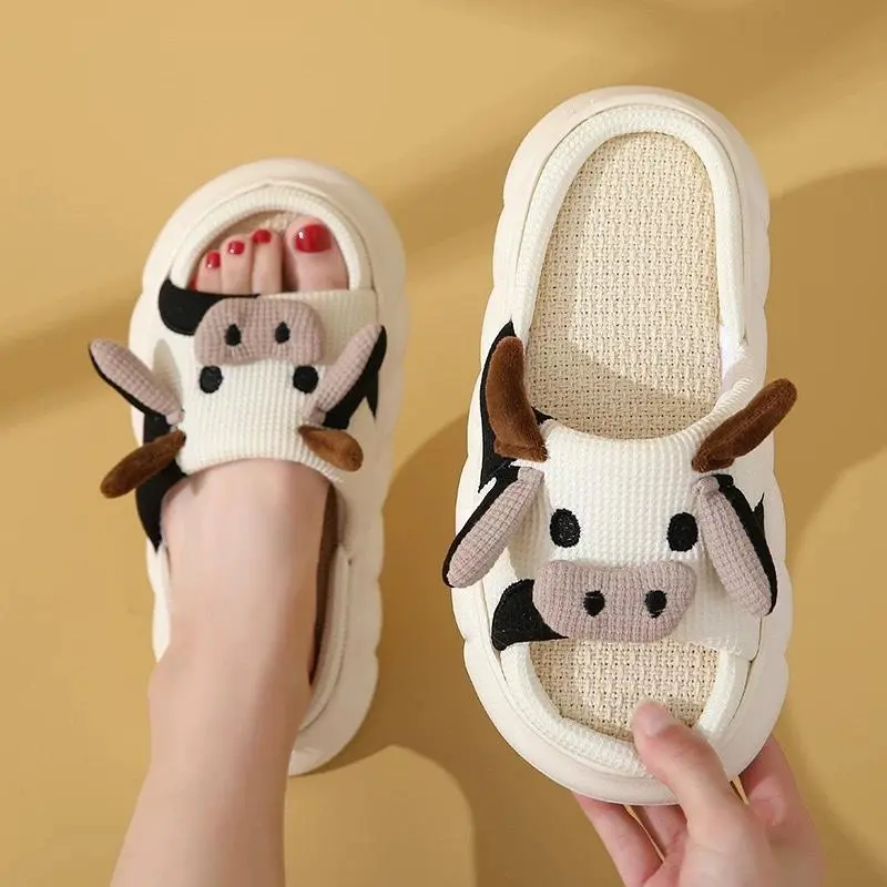 Women's Hot Selling Cute Cozy Cow Slippers, Colorblock Non-slip Cartoon Funny Slippers, Soft Comfortable Trendy Home Slippers, Fashionable Home Slippers, Casual Slipper, for Indoor & Outdoor Wear, Slipper Shoes, House Slides, Home Footwear