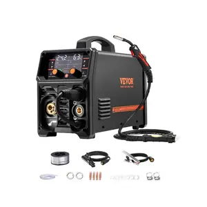 VEVOR MIG Welder, 160A Synergic Mig Welding Machine, 4-in-1 Gas MIG/Flux Core MIG/Stick/Lift TIG Multi-Process Welder Machine, 110V/220V Dual Voltage Mig Welder with IGBT Inverter LCD Screen DisplayVEVOR Super Brand Day