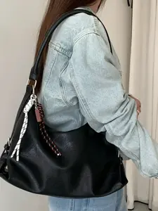 American Style Unique Design Fashion Motorcycle Bag, Vintage Large Capacity Handbag, Versatile Commute Shoulder Bag for Women, Trendy Commuting Bag