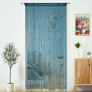 Beaded Curtain Door String Curtains for Doorways Tassels Beads Hanging Fringe Hippie Window Hallway Entrance Wall Closet Bedroom Privacy Decor (Teal Blue, 39" W x 79" L (Pack of 1))
