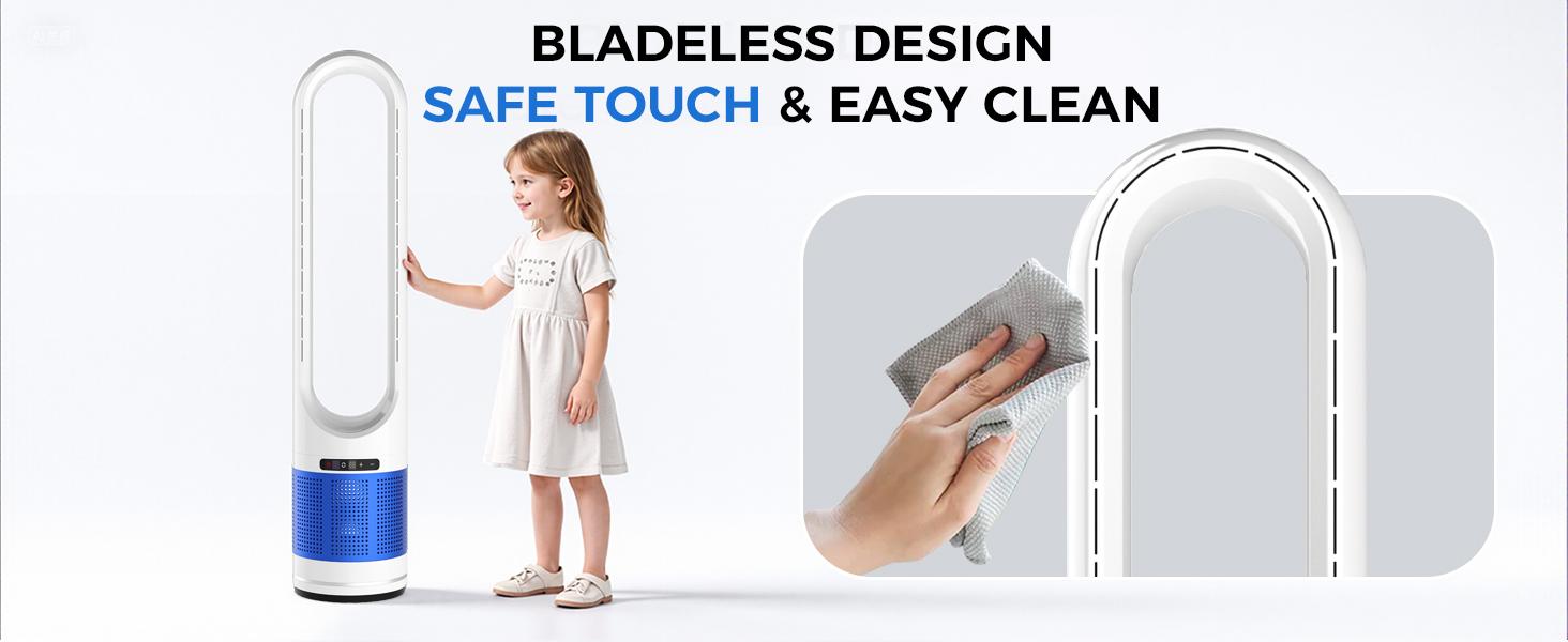 Bladeless Tower Fan ，80° Oscillation Quiet Cooling Fan with 8 Speeds, 8H Timer, Sleep Mode, Remote Control, 360° Air Intake, Space-Saving Bladeless Fan for Bedroom, Living Room, Home Office, Home Gym