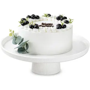 13 Inch Cake Stand, Ceramic Cake Stands for Party, Elegant Wedding Cake Plate for Dessert Table Display, Dessert and Cupcake Stand for Party, Baby Shower, Birthday, White