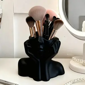1 Personal Face-Shaped Makeup Brush Holder | Plastic, Unisex-Adult, Lightweight, No Assembly Required, Ideal for Dressing Table, Bathroom, Office Desk