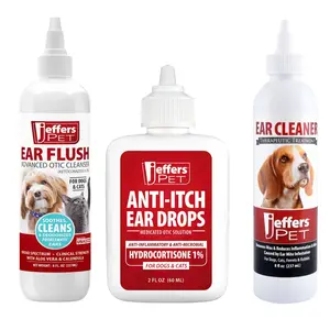 Jeffers Pet Ear Care Bundle, Ear Cleaner, Ear Drops & Ear Flush for Dogs & Cats, 3 Pack