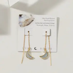 14k Eclipse Threader moonstone earrings