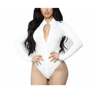 FyneButts Women's Slim-Fitting Longsleeves Bodysuit - Body-Shaping Long Sleeve Top with Zipper, Women's Daily Wear Clothing