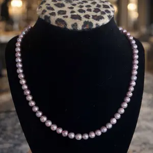 Elegant Freshwater Purple Pearl Necklace 5-6 mm Pearls 45 cm Length Silver Clasp with Extension Chain for Everyday & Special Occasions Classic
