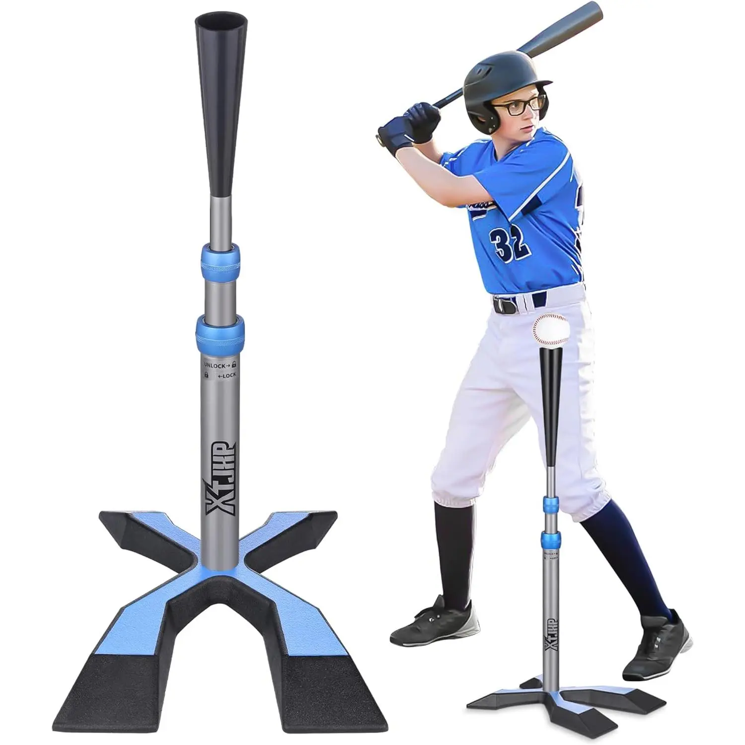 Baseball Tee for Hitting, Batting Tee with 5.8 LB Base, Softball Tee 24"-45" Height Adjustment, Hitting Tee for Baseball  Accessories