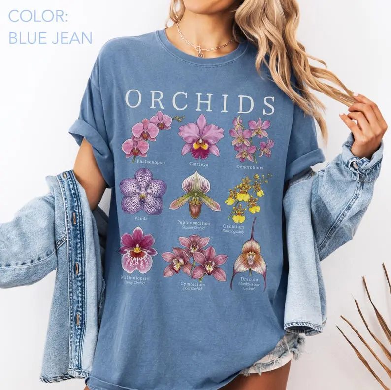 Vintage Orchid Shirt Comfort Colors, Botanical Orchid Flower Shirt, Cottagecore Floral Tee, Garden Tee, Nature Shirt, Orchid Collector Gift